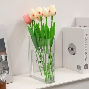 Transparent Art Vase, Modern Floral Office Desk Bookshelf Decor, Unique Clear Container, Indoor Aesthetic Decoration, Moving Gift
