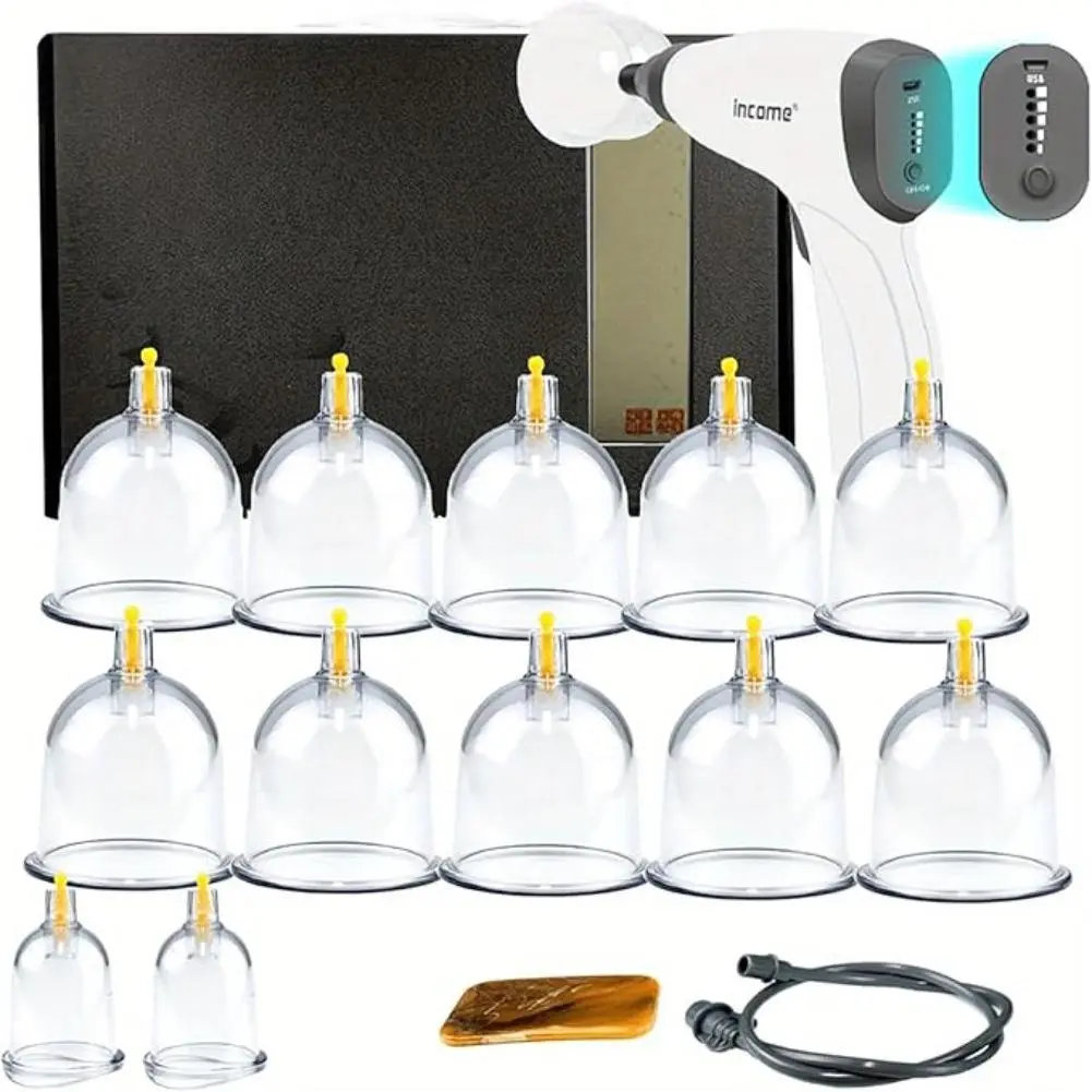 Cupping Therapy Set with Pump, Electric Cupping Therapy Set 12 Cups, Professionally Chinese Cupping Kit for Massage Therapy with Extension Tube for Massage Therapy