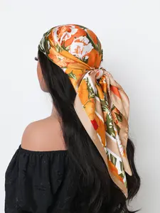 Floral Print Satin Scarf, Fashionable Hair Accessories for Women & Girls, Casual Versatile Scarf for Daily Wear, Fashion Accessories for Party, Daily Clothing Decor