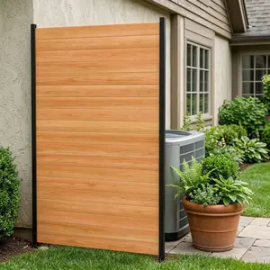 Lilypelle Outdoor Privacy Fence Panels, 38" x 60"/73" Wood Privacy Screen with Heavy-Duty Metal Posts & Ground Stakes, Windproof Fence Panel for AC Unit, Trash Can, Patio & Garden