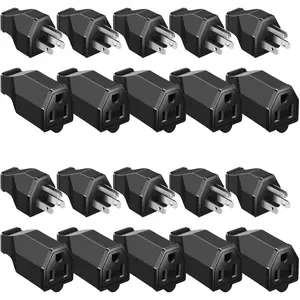 20 Pcs Extension Cord Plug Replacement, Male and Female Extension Cord Ends, 125V 15A 2 Pole 3 Wire Straight Connector, Nema 5-15P 5-15R Compatible Replacement Plug, 1875W Heavy Duty Electrical Fitting