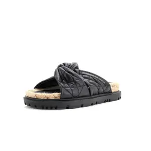 Pre-owned Christian Dior Women's Dtwist Slide Espadrilles Cannage Quilt Leather by Rebag