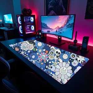 Kawaii Cartoon Sunflower Extra Large Desk Mat for Gamers and Creatives, Japanese-Inspired Design, 3 mm Thick Neoprene, Anti-Slip Mousepad desk mouse