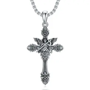 S925 Silver Holy Archangel Necklace for Men