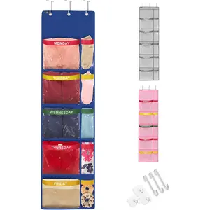 Handy Laundry Weekly Clothes Organizer for Kids – 5-Shelf Hanging Closet Storage with Day of the Week Labels, Over the Door or Wall Mount, Large Capacity, Encourages Routine, Blue