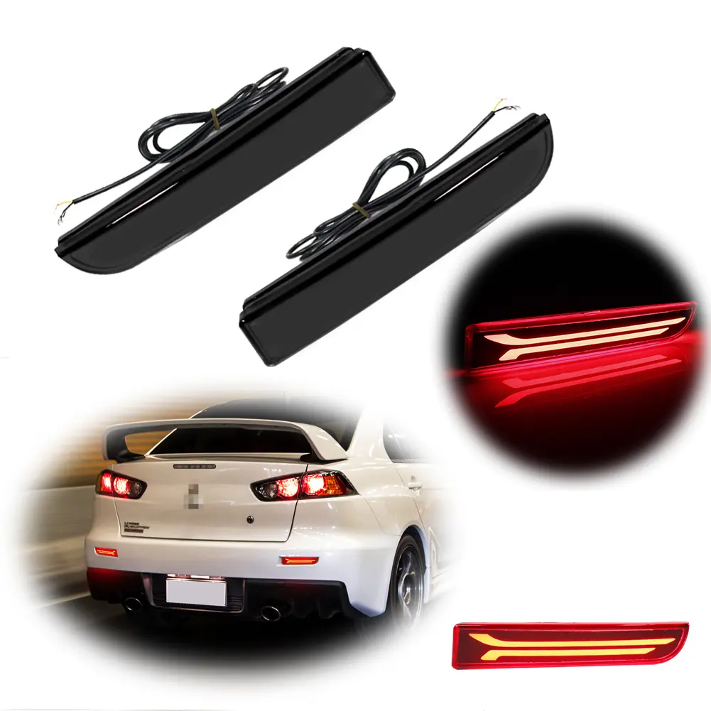 2pcs Smoked Rear Bumper Brake Sequential Signal LED lamps Lights For Mitsubishi Lancer Evo,Replace OEM MR515740 8355A040 MR515741 8355A039