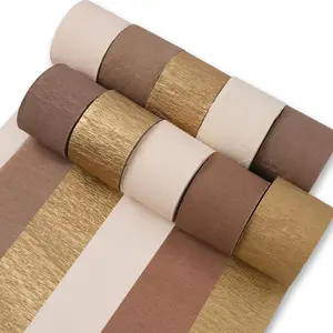 PartyWoo Crepe Paper Streamers 10 Rolls 820ft, Pack of Crepe Paper in Gold, White Sand and Brown, Crepe Paper for Birthday Decorations, Party Decorations, Wedding Decorations (1.8 in x 82 Ft/Roll)