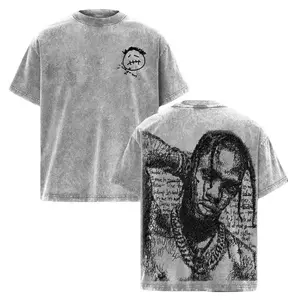 Travis Astro World Cactus Jack La Flame Inspired Rapper Oversized Acid Washed Vintage Streetwear T-Shirt Heavyweight Cotton Hip Hop Retro Graphic Festival Concert Merch Y2K Rap Icon Tee Gift For Fans