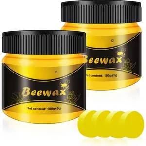 Beeswax Polish and Conditioner for  Furniture -  & Restorer  Wax, Multipurpose Beeswax Furniture Polish and Cleaner for  Types and Colours(2x100g with 4 Sponges)