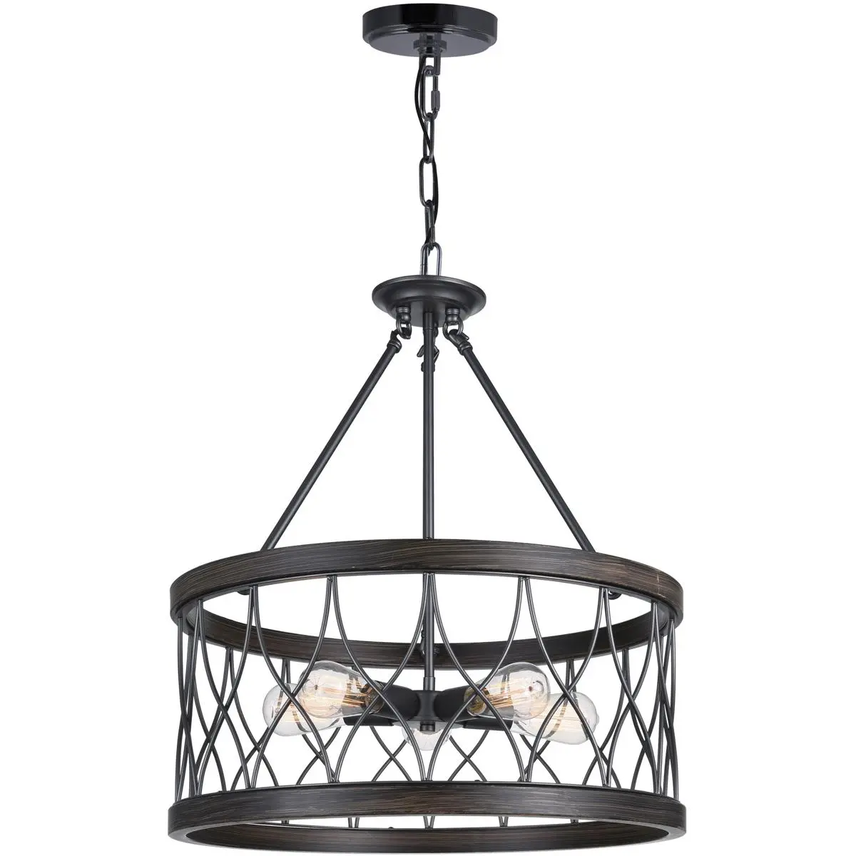 CWI Lighting Amazon 5 Light 23 inch Gun Metal Drum Shade Chandelier Ceiling Light 9966P23-5-242-A