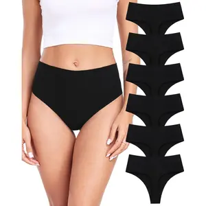 Cotton Thongs for Women High Waisted Seamless No Show Thong Stretchy Comfort Panties S-XL