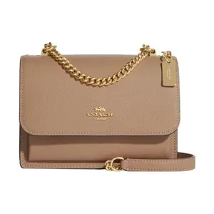 COACH Klare 18 Small Crossbody Bag with Snap Closure and Zippered Pocket in Pebbled Leather for Women in Taupe