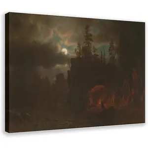 Albert Bierstadt Romantic American Landscape The Trappers_Camp, 1861 Canvas Art Poster And Wall Art Picture Print Modern Family Bedroom Decor Posters 16x24inch(40x60cm)