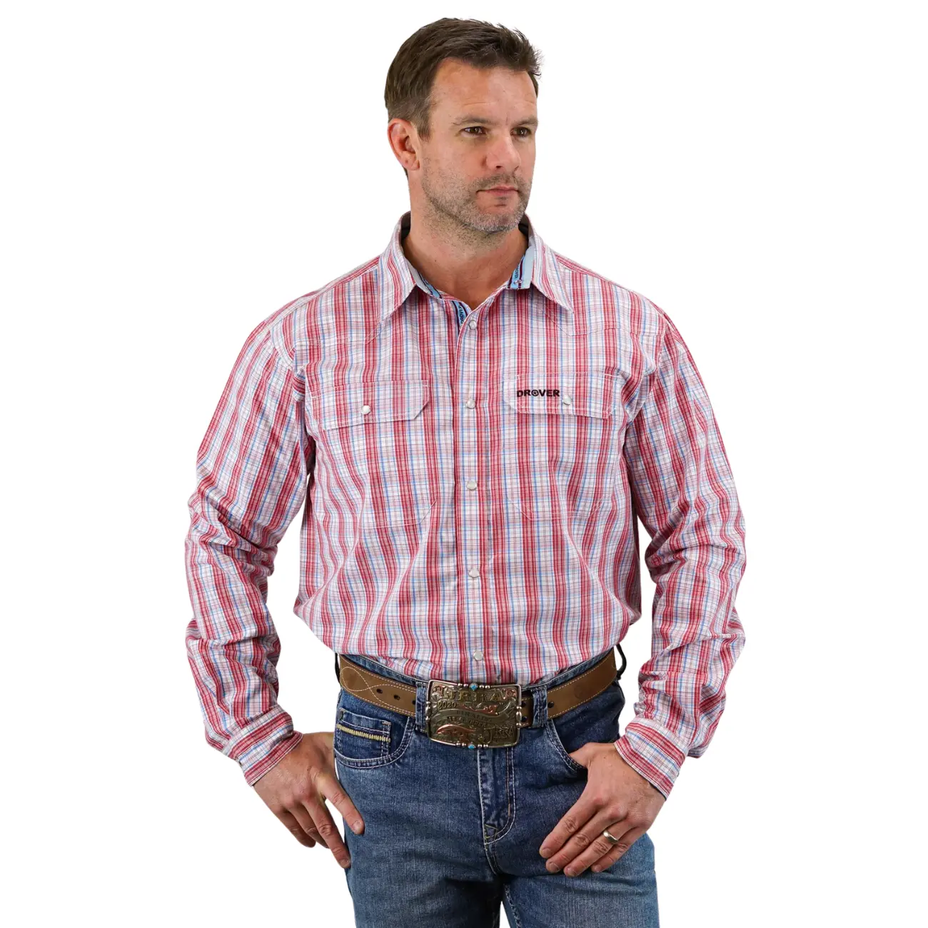 Signature Series Buckboard Pearl-Snap Shirt – Oatmeal with Buckboard Print, 100% Cotton Flannel, Underarm Gussets & Option Cuffs (Coming Soon)