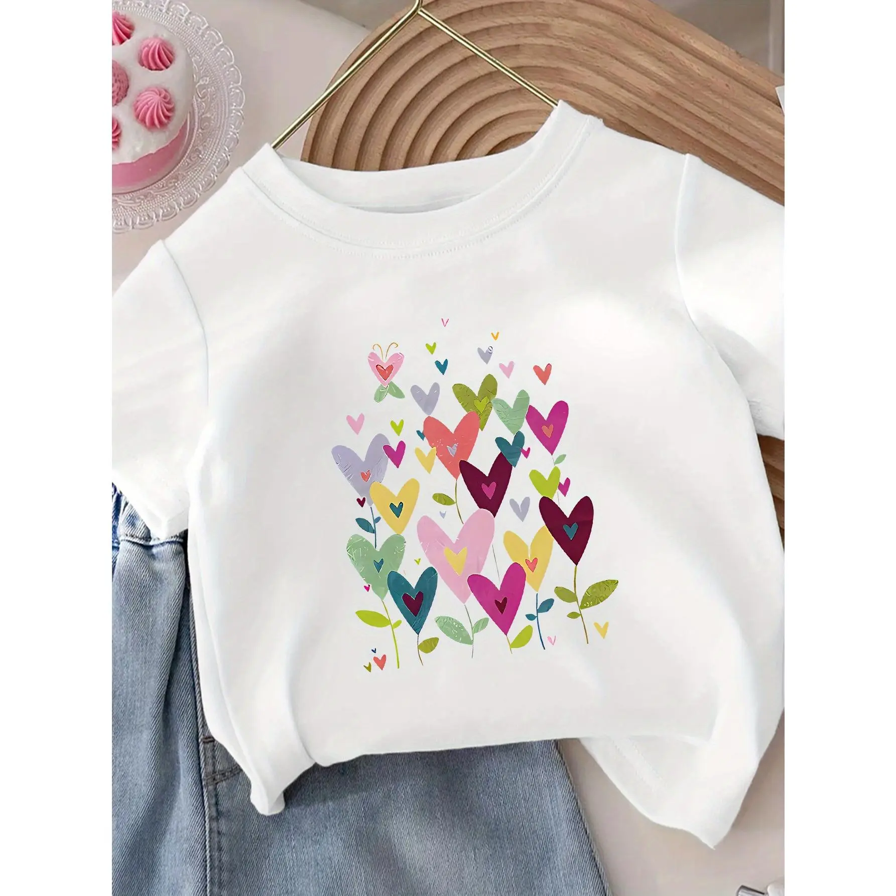 Girls' 95% Cotton-Elastane Crew Neck Short Sleeve Casual Blouse - Soft, Breathable, Regular Knit, Random All-Over Print, Summer Playdates Top for Under 12, Hand Wash Only, Size S, Random Print