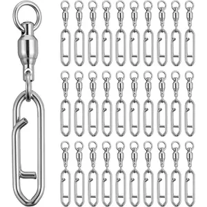 30PCS Fishing Speed Clips Change Snap Swivels Fishing Power Clips Ball Bearing Swivels Fishing Clips Quick Chang Topwater Speed Clips Snap Tackle