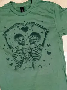 Heart Skeletons Color On Color Graphic Top