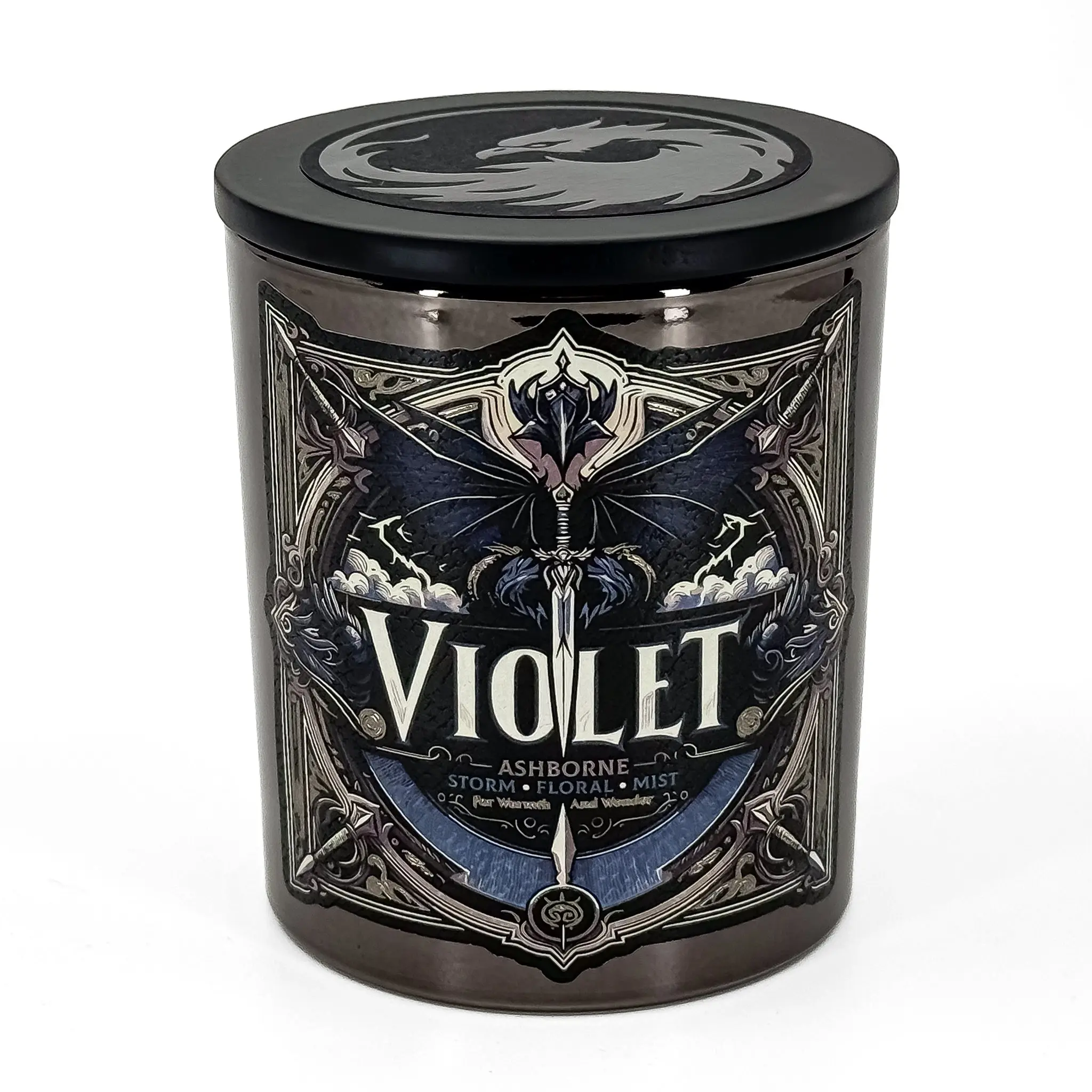 Violet - Fourth Wing Inspired 8oz Scented Candle - Storm, Florals, Mist - Natural Coconut Wax - 35 h Burn Time - Bookish Decor and Fragrance