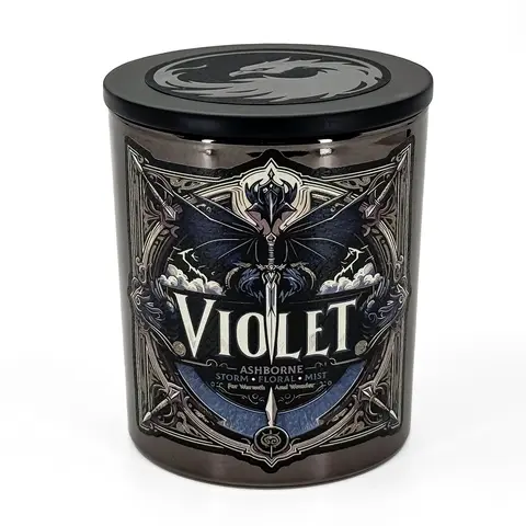 Violet - Fourth Wing Inspired 8oz Scented Candle - Storm, Florals, Mist - Natural Coconut Wax - 35 h Burn Time - Bookish Decor and Fragrance