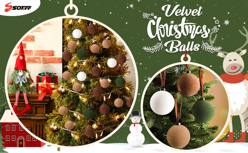 Christmas Clearance Sale Velvet Christmas Ornaments Burgundy Christmas Decor Flocked Christmas Balls Christmas Tree Bows Multicolor Christmas   Decorations for Xmas Tree Wall Front Door Porch Home Holiday Wedding Party Christmas Gifts Navidad Decoración
