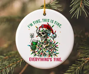 Funny Skeleton Christmas Ornament, Christmas Skeleton Santa Ornament, Sarcastic Skeleton Ornaments, Christmas Ceramic Ornament 2024, Xmas Light Keepsake, Funny Skull Ornaments, Spooky Skull Ornaments