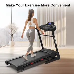 SAVEYOUR Electric Treadmill with Automatic Incline Foldable 3.5HP Workout Machine for Home Running Walking Double Board Shock Absorption Bluetooth Speaker APP