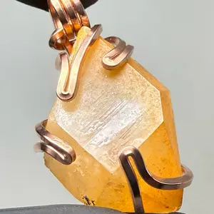 Arkansas Golden Healer Quartz Copper PENDANT Light of Lemuria Artisan Crafted Unique Design Crystal Healing Whole Brain Activation Auspicious Birthday Anniversary Daily Engagement Wedding