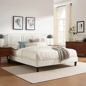 Modway Sofia Channel Tufted Performance Velvet Queen Platform Bed in White