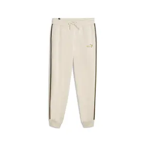 PUMA Womens Essentials Tape Minimal Gold Fleece Sweatpants Casual - White