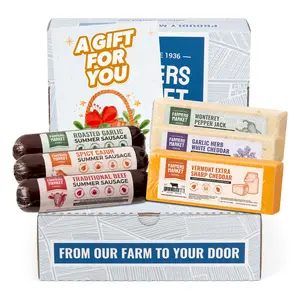 Farmers Market Foods Classic Charcuterie Assortment Gift Box with All-Natural Summer Sausage and Premium Wisconsin Cheese