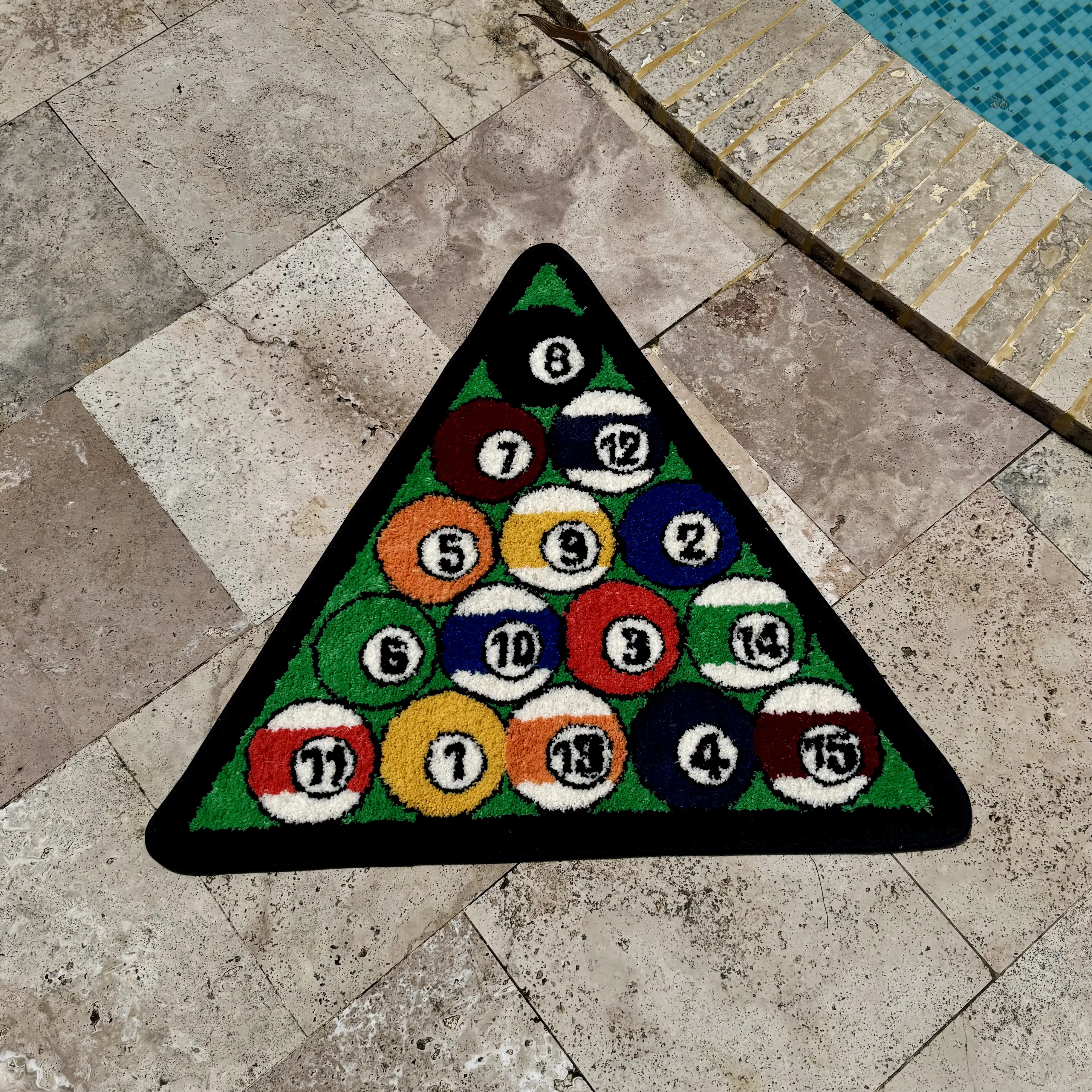 RUG Billiard Triangle Rug for Home Decoration, Designer Rugs, Soft and Fluffy Rugs for Bedroom Living Room Bathroom, Mats Carpets, Home Essentials, Non-slip, Home Decor, Decorative Carpet for Home, Cozy Bedroom, Christmas Gifts, Christmas Decoration
