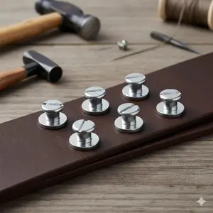 Heavy Duty Metal Binding Screw Rivets Kit: Leather Craft Belt Wallet Album DIY, Industrial-Grade Brass Fasteners for Calendar Menu Repair, 10-20 Pcs.