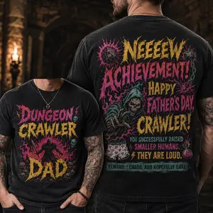 Happy Fathers Day Dungeon Crawler Comfort Color Dad New Achievement 2 Sides Shirt, DCC Fan Shirts, Funny LitRPG Dad Gift, Booktok tee