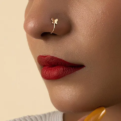 Butterfly Design Nose Ring, Nose Cuff for Women & Girls for Party, Daily Clothing Decor, Body Jewellery, Trendy All-match Fashion Body Jewelry, Non Piercing Jewelry, Fake Nose Rings Fake Piercings Gift
