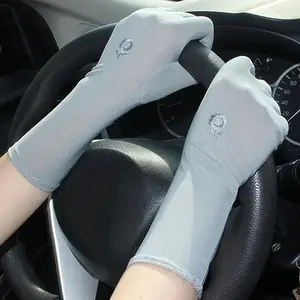 Women's Long Sunshade Driving Gloves - A Pair of Elegant Solid Color Gloves, Lightweight Breathable Cycling and Driving Gloves, Outdoor Sun Protection Sleeves and Gear, Breathable Non-Slip Elastic Summer Activity Sunshade Gloves