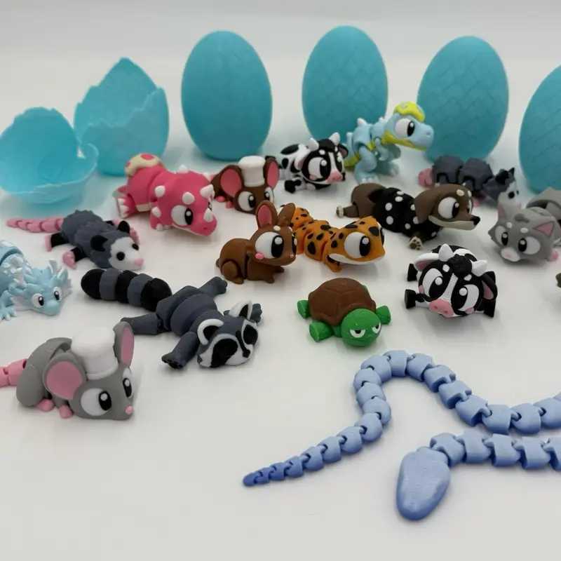 3-D Printed Crackable Surprise Easter Eggs - Assorted Animal Designs in Various Colors at random.