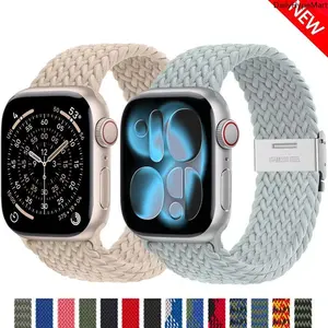 Braided Solo Loop Wearable Apple Watch Band Adjustable Durable Steel Stretch Strap for 38-49mm Series 3-10 SE Ultra Fashion Accessories Skin-Friendly Material Easy Install Remove