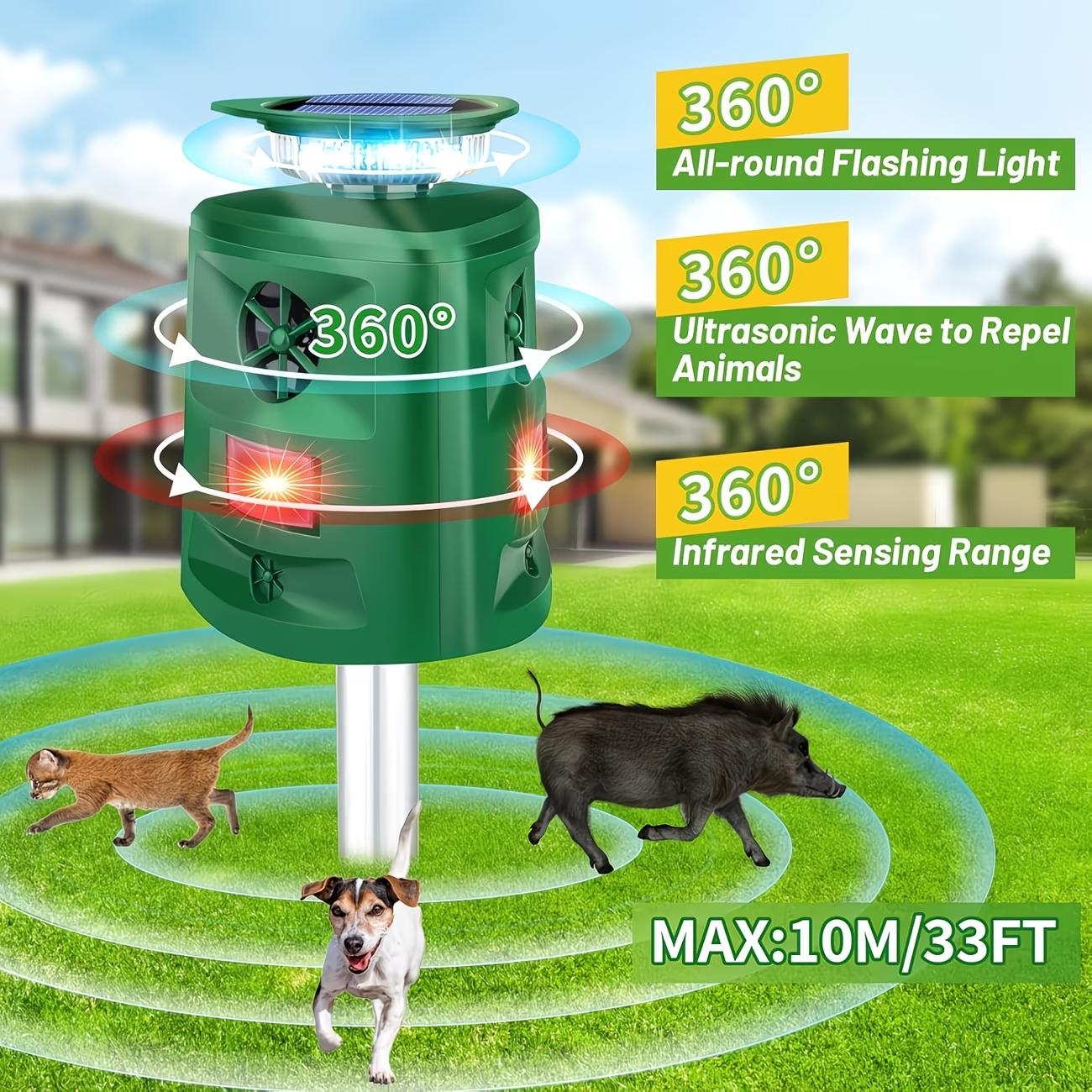 Upgraded Version 360° Solar-powered Ultrasonic Outdoor Device With LED Flashing Lights And Motion Detection, Designed For Animal Activity Sensing In Outdoor Spaces. Suitable For Security In Homes, Villas, Yards, Chicken Coops, Farms, And Barns.