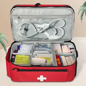 Portable Lockable Pills Organizer Travel Storage Bag - Waterproof Nylon, U-Shaped Opening, Mesh Pockets, Transparent Home & Emergency Medication Healthcare Aid