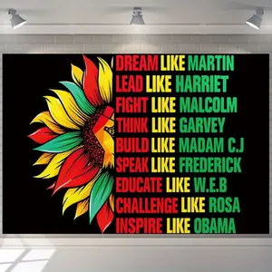 1pc Juneteenth Backdrop African American History Sunflower Design Multiple Sizes Inspirational Word for Photo Booth Cultural Event Durable Banner