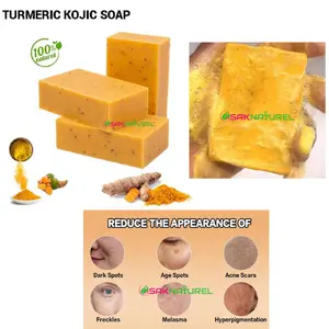 KOJIC ACID TURMERIC SOAP LEMON CARROT Complexion soap, Turmeric Kojic Face and Body Soap - All Natural Skincare for Daily Use, Lemon turmeric Body acne dark spot remover, skin brightening turmeric soap set turmeric face wash, Kojic acid soap