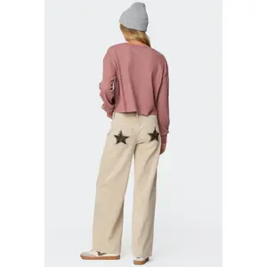 Leopard Star Low Rise Baggy Jeans