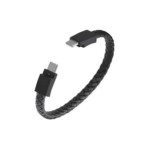 USB Cable - Bracelet Braided Faux Leather Type-C to Type-C Fast Charging/Data