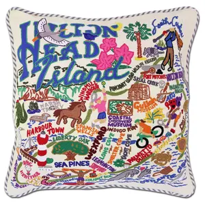Hilton Head Hand-Embroidered Pillow
