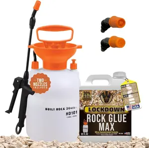 Tools Landscaping Bundle: Rock Glue Max 32 oz & 1-Gallon Pump Sprayer for Secure and Easy Application