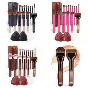 17-Piece Luxury Makeup Brushes Set, Makeup Brush Kit, Includes Foundation Brush, Eyeshadow Brush, Powder Brush, Beauty Sponge, Soft Bristles, Portable Storage