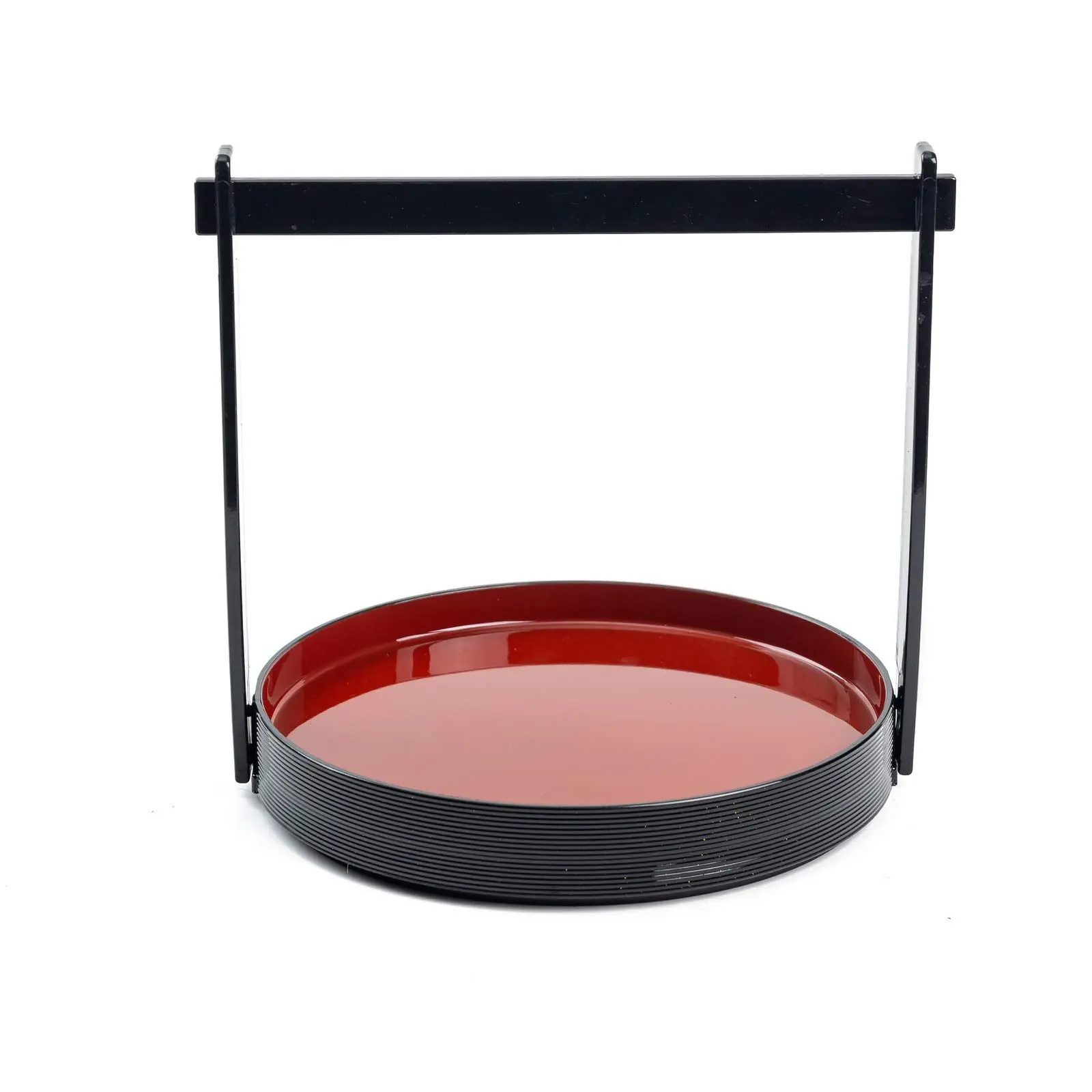 8.5" Diameter Lacquered Round Plastic Japanese-Style Plate, Kitchen Dining Dinnerware for Home & Restaurant Use, Easy-Storage Dining Salad Tray for Party Hosts (Sashimi, Sushi Display), Diameter 8.5" X H8.5"