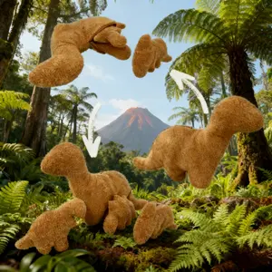 4 in 1 Cute Dinosaur Chicken Nugget Plush Toy, Soft Stuffed Dinosaur, 1 Set Dinosaur Mom Plush Doll with 3 Mini Dinosaur Stuffed Animals, Birthday Gift