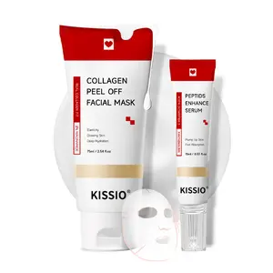 KISSIO Collagen Wrapping Mask Set,Enhance Serum and Peel Off Facil Mask for Elasticity,Hydrating,Glowing and Plumping Skin,Skin Care,0.51 fl oz + 2.53 fl.oz