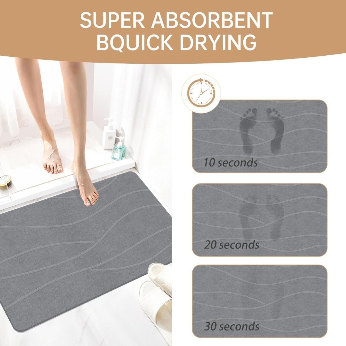 2 Pack Extra Large Diatomaceous Earth Stone Bath Mat, 23"x15" Super Absorbent Quick Drying Bathroom Shower Mat with Non-Slip Base, Easy to Clean